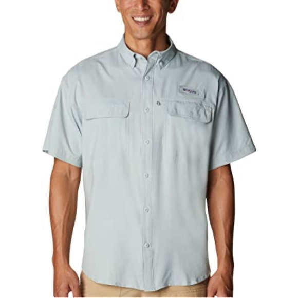 Columbia Men's PFG Skiff Guide™ Woven Short Sleeve Shirt in Cool Green - Picture 1 of 3